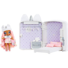 Na! Na! Na! Surprise 3-in-1 Backpack Bedroom Unicorn Playset with Fashion Doll Whitney Sparkles and Fluffy Pink Unicorn Backpack, Wardrobe with Cushion & Blanket - Ideal for Children from 4 Years