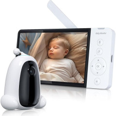 ASFSKY Baby Monitor, Baby Monitor with Camera, 5 Inch HD Display, Greenhouse Detection, Infrared Night Vision, 2-Way Audio, 8 Music, Video Recording, VOX Mode, Feeding Reminder, Baby Monitor