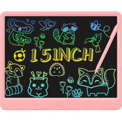 LCD Writing Tablet 15 Inch, Colourful Screen Doodle Board Drawing Pad for Adults & Kids, Electronic Writing Board Drawing Tablet, Educational Toys Gifts for 3-12 Year Old Boys, Girls, Toddler (Pink)