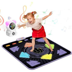 Acelufly Children's Dance Mat - Rechargeable Electronic Luminous Dance Mat with Bluetooth Music Player & LED Lights & T5 Game Modes, Gift for Girls Aged 3-12 Years, Boys