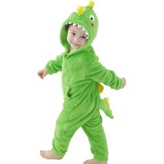 LOLANTA Unisex Kinder Dinosaurier Kostüm Einteiler Kapuzen Flanell Overall Fasching Strampler