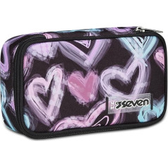 SEVEN Pencil Case for School, Quick Case, Black and Purple, Freethink Girl, Pencil Case Complete with Pens, Pencils, Colours, Accessories Backpack, Primary School, Medium, Girls, Fuchsia,, fuchsia,