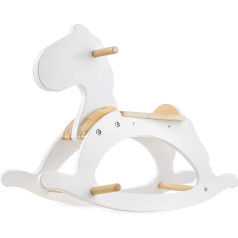 Mamabrum, Wooden Rocking Horse, White, Classic, Rocking Animal, Chic, Swing Horse, Children, Rocking Toy, Toddler Toy, Rocking Chair for Boys and Girls from 1 Year