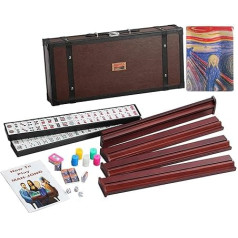 166 American Mahjong High-End Mahjong Case Limited Edition Embedded Masterpiece Background 4 Wooden Sliders + Racks 166 Numbered Tiles Complete American Mahjong Set in Leather Case The Scream
