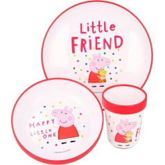 Stor Estándar Set of 3 Premium Two-Tone Non-Slip Peppa Pig Little One Plastic Tableware Colourful