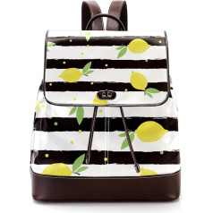Personalised School Bags Book Bags for Teenagers, Cute Lemon Stripes, Multicoloured, 27 x 12.3 x 32 cm, Backpack Backpacks, multicoloured