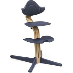 Stokke Nomi Chair Oak / Navy - Inspired for Active Sitting - Freely Adjustable Without Tools - Includes Footrest and Tilt-Proof Wheels - Maximum Load 150 kg