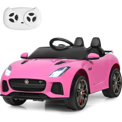 Costway Jaguar Electric Children's Car with Stories, Music, Horn and Headlight, 12 V Children's Vehicle with 2.4 G Remote Control, Electric Car 3-5 km/h for Children from 37-95 Months (Pink)