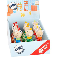 small foot 11574 Display Dinosaur Eggs with Squeaky Sound Made of Wood, Set of 12 Push Down Toys from 12 Months