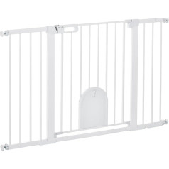 PawHut Door Safety Gate Stair Safety Gate Dog Barrier Safety Gate for Pets Dog Gate Clamp Attachment Metal ABS White 75-131 x 76 cm