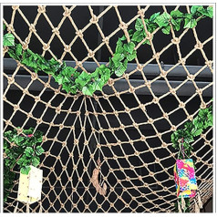 PHONME Child safety net, hemp rope net, climbing net, balcony stair net, photo wall, decorative divider, ceiling net, barrier protection, garden fence net, hemp rope, uniform thickness (size: 3 x 10 m (10 x 33 ft)