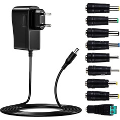 Universal AC/DC Adapter, 12V 3A 36W Power Supply, Power Supply Transformer Switching Power Supply with 9pcs Adapter Plugs, Power Driver Plug Adapters Converter for Household Electronics and LED Strips