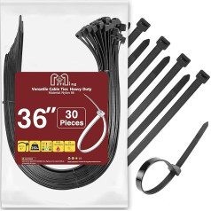 Cable Ties Extra Long Cable Ties Large 900 mm Cable Ties Black Wide 12.4 mm Cable Ties Weatherproof 113 kg Pull Cable Ties UV Resistant for Balcony Privacy Screen Pergola 30 Pieces Cable Ties Strong