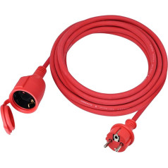 Outdoor Extension Cable 4 m for Outdoor Use, Rubber Extension Power Cable with Schuko Plug, IP44 Extension Cable, 3G 1.5 mm² Cable, Outdoor Electric Cable, with Protective Cap, 3500 W, Red