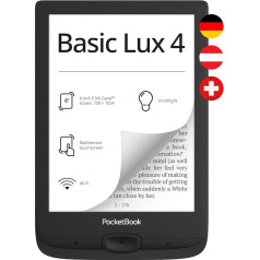 PocketBook e-Book Reader 'Basic Lux 4' (German Version) 8 GB Memory, 15.2 cm (6 Inch) E-Ink Carta Display - Black