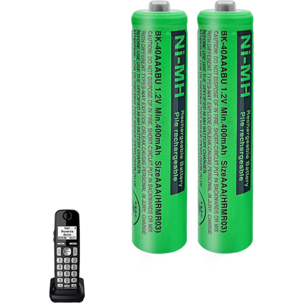 BK-40AAABU Ni-MH Battery 400mAh (1.2V) for Panosonic Cordless Phones, AAA Rechargeable Batteries for Gigaset Handsets - Pack of 2