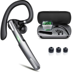 Hendari Bluetooth Headset V5.3 with Dual Mic Noise Cancellation, 100 Hours Talk Time, Wireless Headset with LED Charging Case, In-Ear Headset Mobile Phone with for Driving/Business/Office