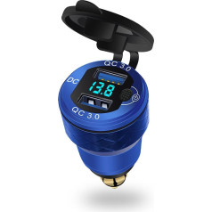 Motorcycle Cigarette Lighter USB Charger Adapter for BMW Motorcycle - QC 3.0 Double Plug USB Socket Charger 12 V Quick Mobile Phone Charger with Switch and Voltmeter