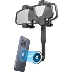 Kolasels Magnetic Mobile Phone Holder Car Mirror, [20x Magnet] Mobile Phone Holder Car Rear Mirror for Magsafe, Mobile Phone Holder Rear Mirror for iPhone 15/14/13 Pro Max, Galaxy Series, 4-7 Inch