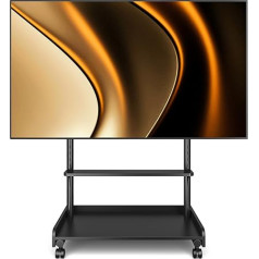 TVON TV Stand Rollable TV Trolley for 40 to 86 Inch Flat & Curved TVs, Height-Adjustable TV Stand with Wheels TV Floor Stand Wood up to 68 kg Max VESA 600 x 400 mm