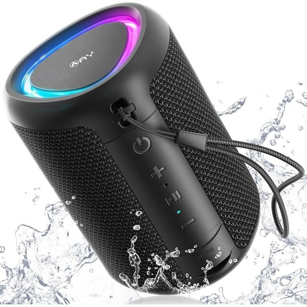 AY Portable Bluetooth Speaker with Light, Music Box Bluetooth with Powerful Crystal Clear Sound, IPX5 Waterproof, AUX & TF Card Input, Stereo Pairing, 24h Battery, Perfect for Home, Outdoor Use