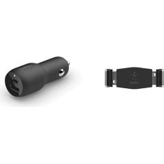 Belkin Premuim Car Bundle (37 W Dual Port Fast Car Charger & Vent Mount)