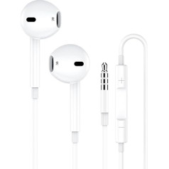 Wired In-Ear Headphones, Noise Isolating Earbuds, 3.5mm Jack Earphones with Microphone and Volume Control, Compatible with iPhone, iPadPro, Samsung, Huawei, Android, MP3