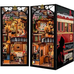 Cutefun Book Nook Kit, Doll's House, DIY Miniature House Book Nook, Houses Model Kits with LED Lights and Insertable Dust Protection Plate, Model Building Kit for Adults, Train Mystery Case