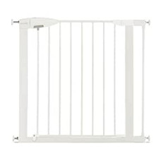 Munchkin Easy Lock Door/Stair Gate with Pressure Fixing, 73-79 cm, Expandable to 114 cm with Extension, Metal, White