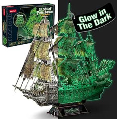 3D Puzzles for Adults Dark Glow The Flying Dutchman Luminous Pirate Ship Craft Model Kits Ghost Ship Gifts Decorative Puzzle