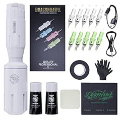 Dragonhawk Tattoo Machine Set Complete Wireless Rotary Tattoo Pen Machine Set Tattoo Needles Tattoo Ink for Tattoo Beginners and Tattoo Practice