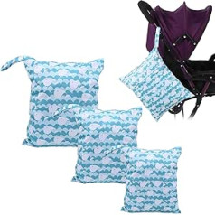3 x Wet Dry Bag, Waterproof Cloth Nappy, Wet Dry Bag, Reusable Baby Items, Storage Bag with Zip and Press Stud (Beluga)