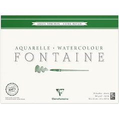 Clairefontaine 96430C Drawing Pad Glued on 4 Sides Watercolour Paper Rough 30 x 40 cm 25 Sheets 300 g Packaging White