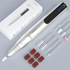 Touchbeauty Cordless 8 in 1 Electric Nail Drill, Pedicure, Manicure Kit, 30000 rpm, for Cuticles, Acrylic, Gel, Calluses, USB Rechargeable, Adjustable Speed, AG-2137