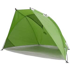 outdoorer Helios Air Beach Shelter - Travel Beach Shelter with UV Protection 80 & Lockable Window, Beach Tent for Travel (Green)