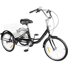 Jolre 20 Zoll Dreirad für Erwachsene, 8-Gang-Fahrrad, Seniorenfahrrad, Erwachsenenfahrrad mit Einkaufskorb, geeignet für Outdoor-Sport, Freizeit, Dreirad für Erwachsene.