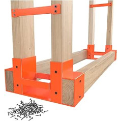 Mr IRONSTONE Firewood Storage Rack Bracket Kit, Adjustable Wood Shelf Length Based on the Amount of Wood for Outdoor Indoor Patio Outdoor Tools with 34 Accessories Orange