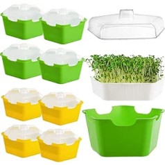 Cedilis Pack of 8 Seed Germination Trays with Cover, Plastic, BPA Free, Soil Free, Ideal for Garden and Home Use