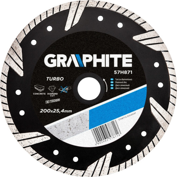 Graphite Diamond disc 200 x 25.4 mm, turbo