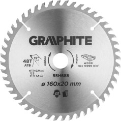 Graphite Saw blade, plunge cut saw, Widia, 160 x 1.4 x 2.0 x 20 mm, 48 teeth