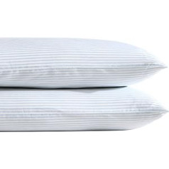 Laura Ashley Home - Standard Pillowcase Set, Breathable Percale Cotton, Crisp and Cool Home Decor (Ramona Blue, 2 Pieces) (USHSHC1226257)