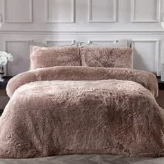 Sleepdown 5056242754688 Luxury Faux Mink Mink Duvet Cover Set with Pillow Cases Super Soft Easy Care Double (200 x 200 cm) Polyester Mink
