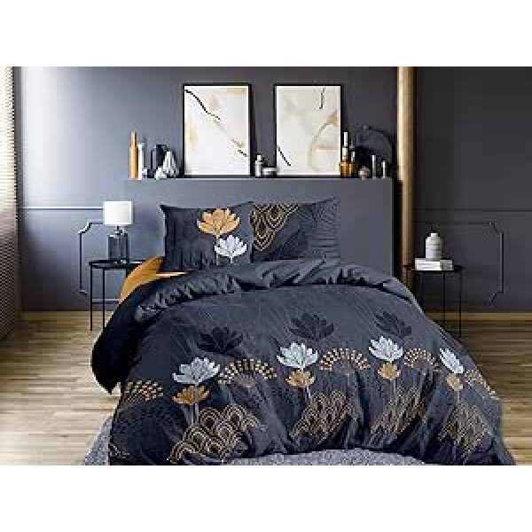 CALITEX Syracuse 3-Piece Duvet Cover Set, 240 x 220 cm, Cotton, Blue, 240 x 220 cm