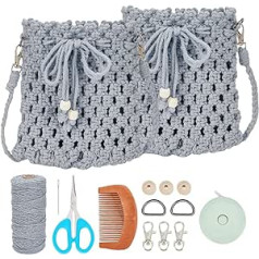 FREEBLOSS Set of 2 Macrame Bags Set, Macrame Yarn Set, Macrame Craft Set, Boho Macrame Bag, Macrame Beginner Set for Adults, Gift