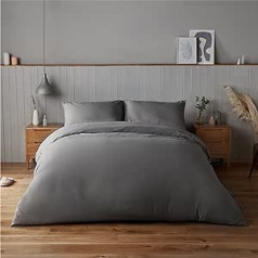 Silentnight Supersoft Collection Charcoal Grey Duvet Cover Set, Super Soft & Cosy, Easy Care, Single (135 x 200 cm) + 1 Matching Pillow Case