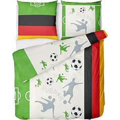 LINKHOFF Football Bed Linen 135 x 200 cm Germany Flannelette Children's Bed Linen 135 x 200 cm Boys Children 100% Cotton with Pillow 80 x 80 cm