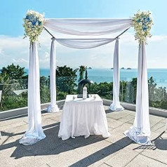 DriSubt 2 x Canopy Bed Curtains, Chiffon Fabric Curtains, Wedding Bow Curtains, Party Background Curtain Panels, Ceremony, Stage Reception Decorations