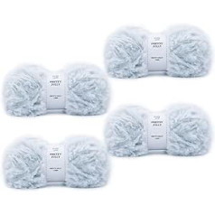 Pretty Jolly 4 Balls of Faux Fur Yarn, Super Soft Chunky Yarn, Fluffy Yarn for Crocheting, Knitting, Eyelash Yarn, Polyester Yarn, Light Blue