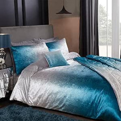 Sleepdown Ombre Velvet Blue Luxury Soft Duvet Cover Bedding Set With Pillow Cases 220x260cm