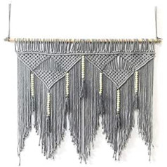 Wisboey Macrame Wall Hanging Hand Woven Cotton Rope Bohemian Boho Tapestry Home Decor Grey
